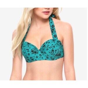 Midnight‎ Hour Sugar Skulls and roses halter bikini top